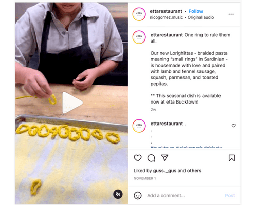 Restaurant Instagram ideas reels